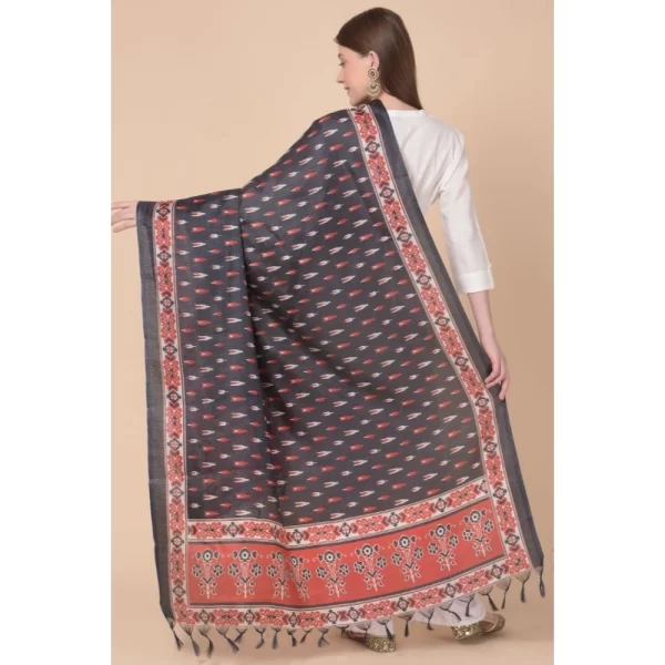 Generic Women's Art Silk Printed Dupatta (Black, Length: 2.25 to 2.50 Mtr) - Image 5