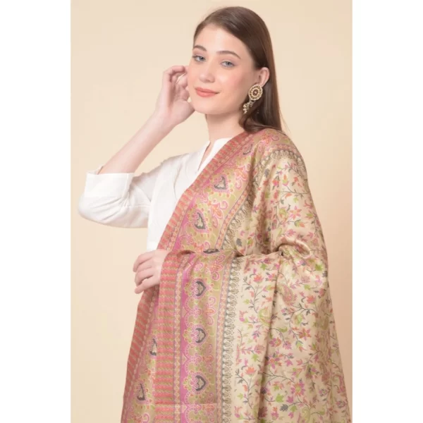 Generic Women's Art Silk Printed Dupatta (Pink, Length: 2.25 to 2.50 Mtr) - Image 2