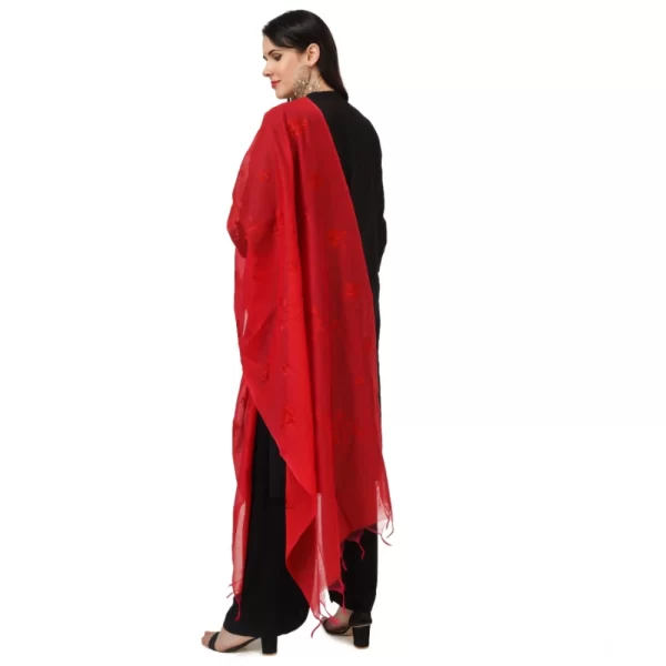 Generic Women's Cotton Embroidered Dupatta (Red, Length: 2.25 to 2.50 Mtr) - Image 5