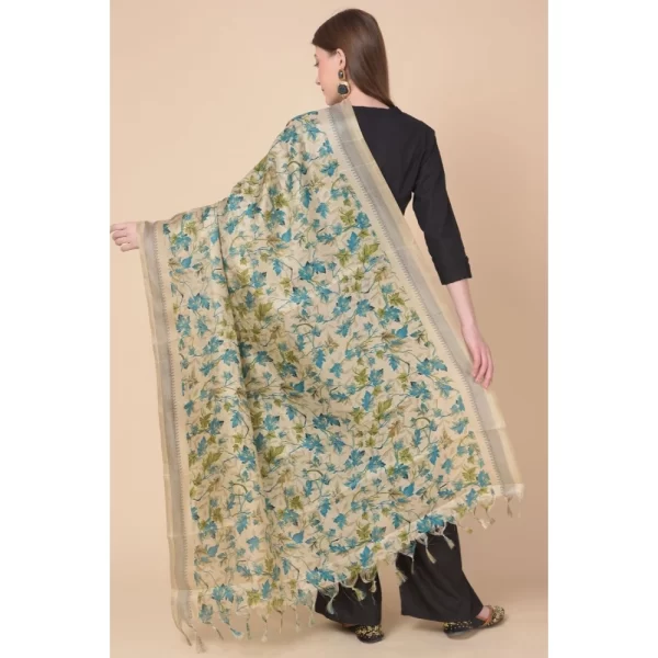 Generic Women's Art Silk Printed Dupatta (Gold, Length: 2.25 to 2.50 Mtr) - Image 5