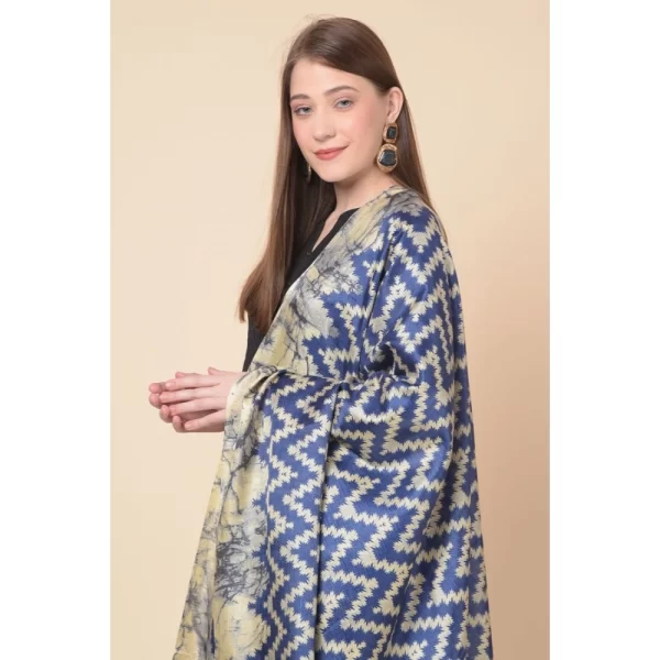 Generic Women's Art Silk Printed Dupatta (Blue, Length: 2.25 to 2.50 Mtr) - Image 3