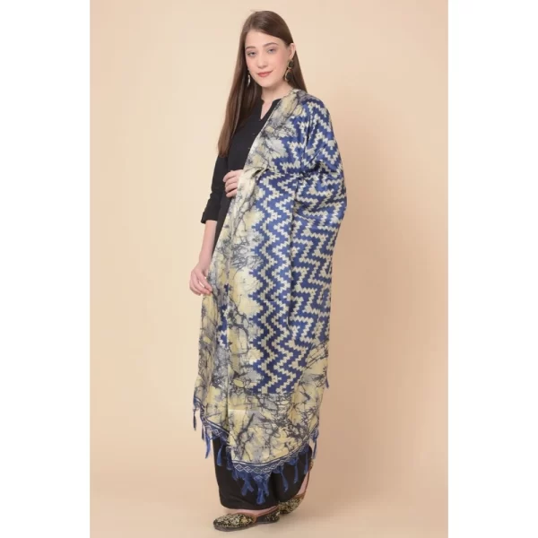 Generic Women's Art Silk Printed Dupatta (Blue, Length: 2.25 to 2.50 Mtr) - Image 4