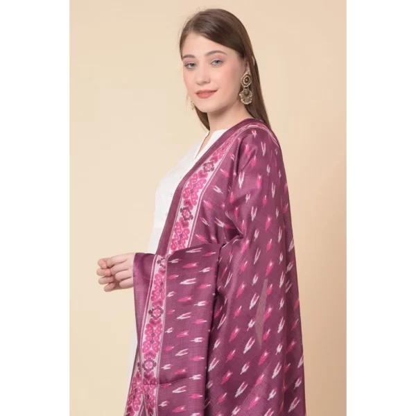 Generic Women's Art Silk Printed Dupatta (Purple, Length: 2.25 to 2.50 Mtr) - Image 3