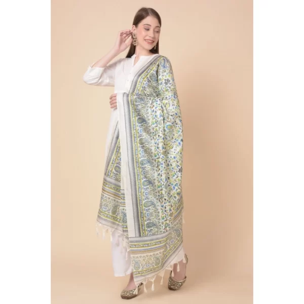 Generic Women's Art Silk Printed Dupatta (Grey, Length: 2.25 to 2.50 Mtr) - Image 4