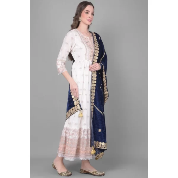 Generic Women's Velvet Gotta Patti Dupatta (Navy, Length: 2.25 to 2.50 Mtr) - Image 2