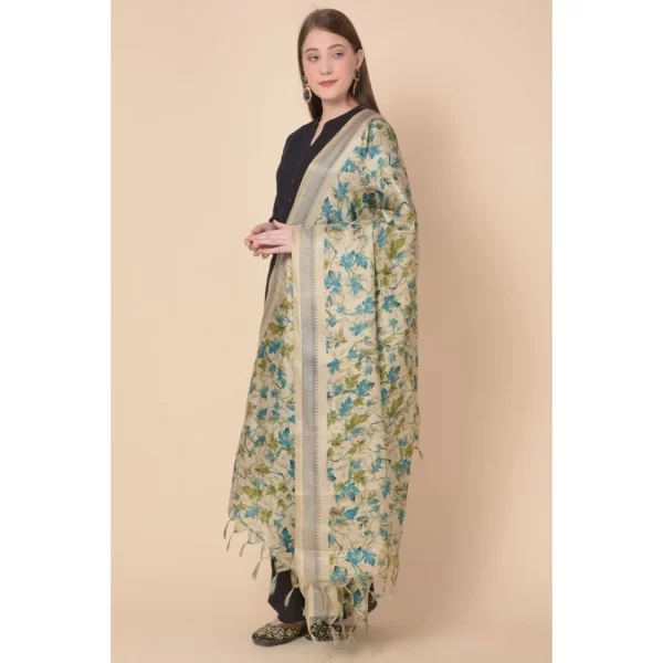 Generic Women's Art Silk Printed Dupatta (Gold, Length: 2.25 to 2.50 Mtr) - Image 3