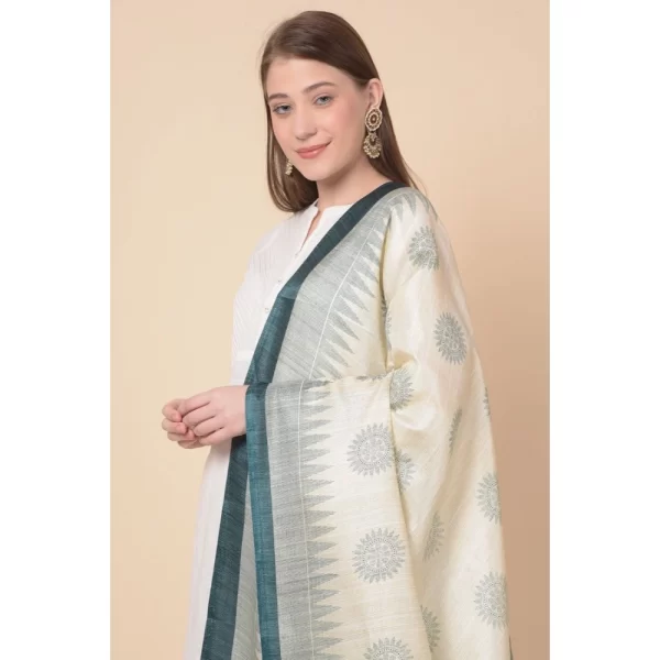 Generic Women's Art Silk Printed Dupatta (Grey, Length: 2.25 to 2.50 Mtr) - Image 4