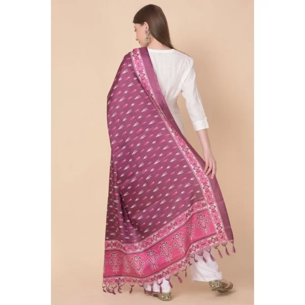 Generic Women's Art Silk Printed Dupatta (Purple, Length: 2.25 to 2.50 Mtr) - Image 4