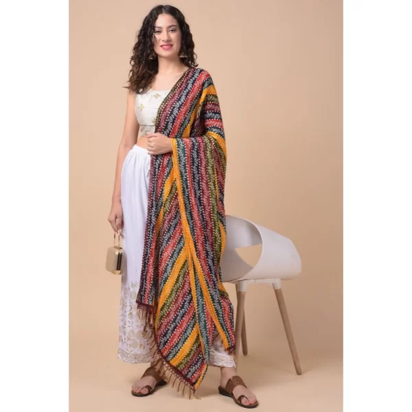 Generic Women's Chanderi Printed Dupatta (Multicolor, Length: 2.25 to 2.50 Mtr) - Image 4