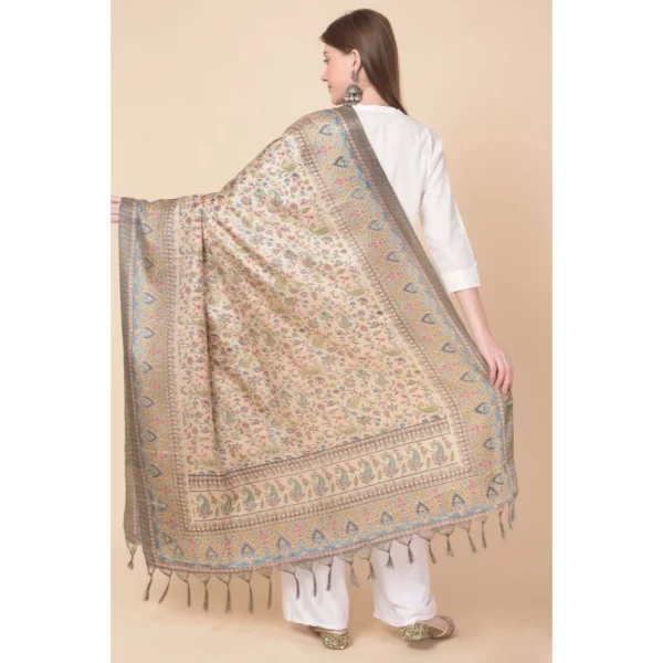 Generic Women's Art Silk Printed Dupatta (Light Brown, Length: 2.25 to 2.50 Mtr) - Image 5