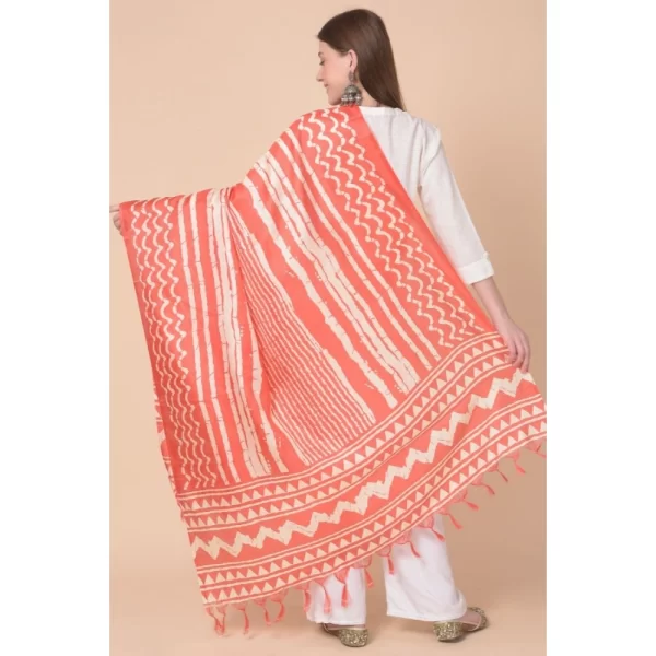 Generic Women's Art Silk Printed Dupatta (Orange, Length: 2.25 to 2.50 Mtr) - Image 5