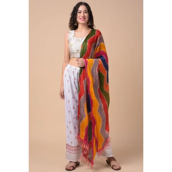 Generic Women's Chanderi Printed Dupatta (Multicolor, Length: 2.25 to 2.50 Mtr) - Image 4
