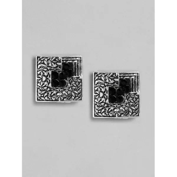 Generic Women's Rose Gold Plated Alloy Necklace & Earings Set (Silver & Black) - Image 5
