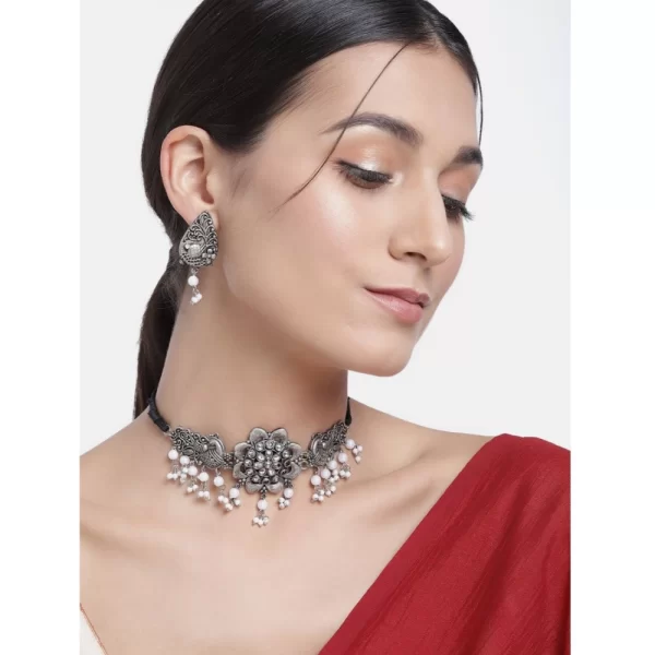 Generic Women's Rose Gold Plated Alloy Necklace & Earings Set (Silver) - Image 2
