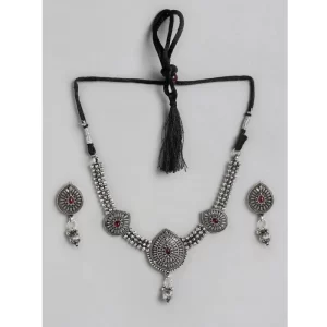 Generic Women's Rose Gold Plated Alloy Necklace & Earings Set (Silver)