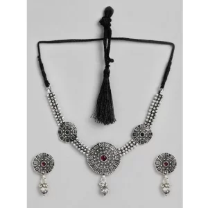 Generic Women's Rose Gold Plated Alloy Necklace & Earings Set (Silver)
