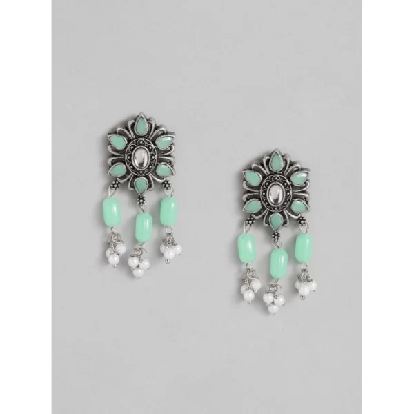 Generic Women's Rose Gold Plated Alloy Necklace & Earings Set (Light Green) - Image 3