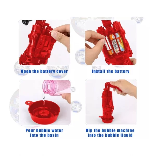 Generic Pack Of_2 Electric Gatling Bubble Gun with 8 Hole For Kids (Assorted) - Image 4