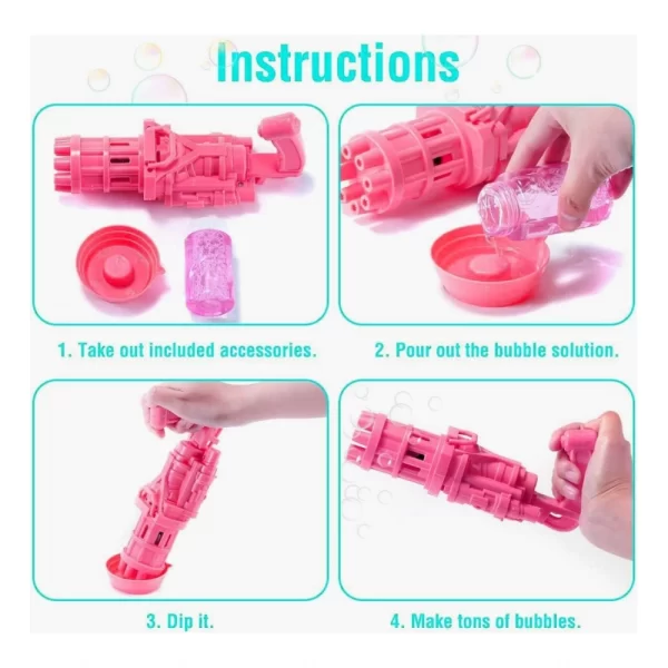 Generic Pack Of_2 Electric Gatling Bubble Gun with 8 Hole For Kids (Assorted) - Image 5