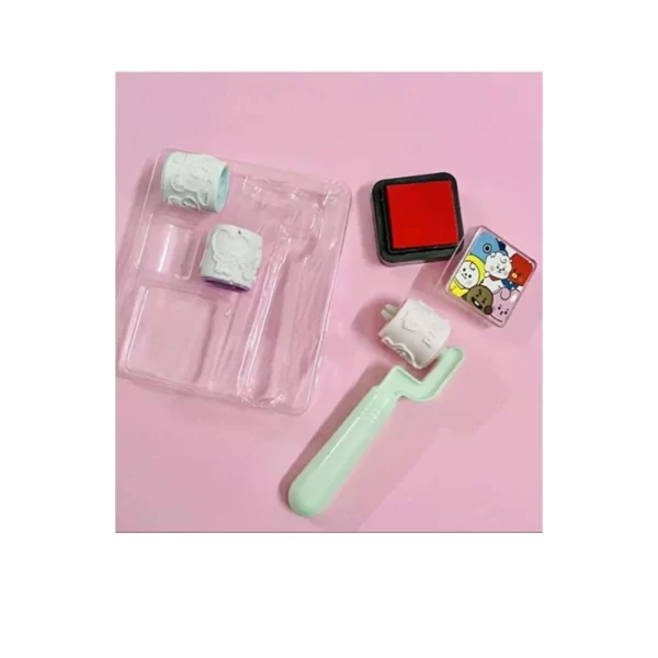 Pack Of_2 Roller Seal Stamp with Ink pad For DIY Kids Handle Rubber Stamp | Plastic | Stationery | 3+ Years - Image 2