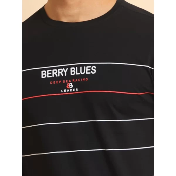Generic Men's Casual Cotton Printed Round Neck Half Sleeve T-Shirt (Black) - Image 6