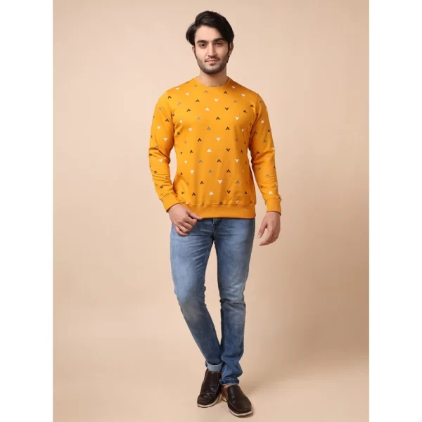 Generic Men's Casual Cotton Printed Round Neck Full Sleeve Sweat T-Shirt (Mustard) - Image 7