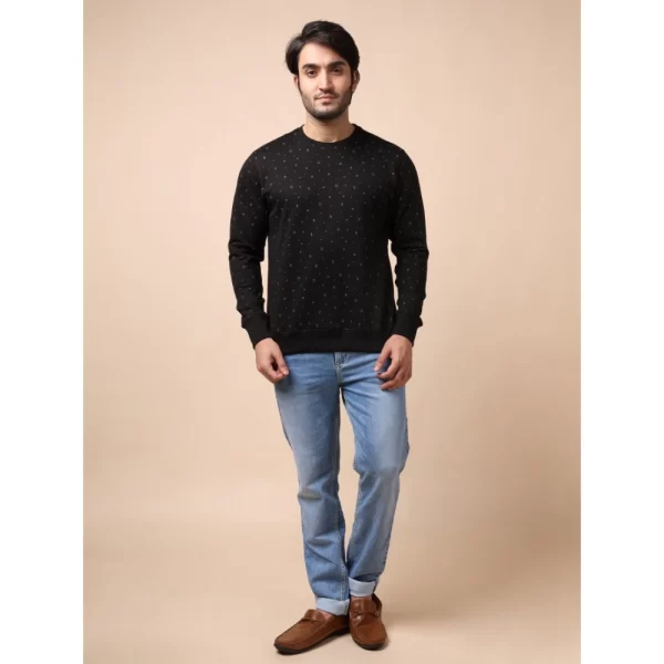 Generic Men's Casual Cotton Printed Round Neck Full Sleeve Sweat T-Shirt (Black) - Image 7