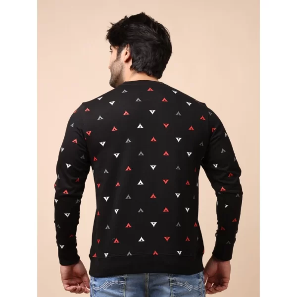 Generic Men's Casual Cotton Printed Round Neck Full Sleeve Sweat T-Shirt (Black) - Image 2