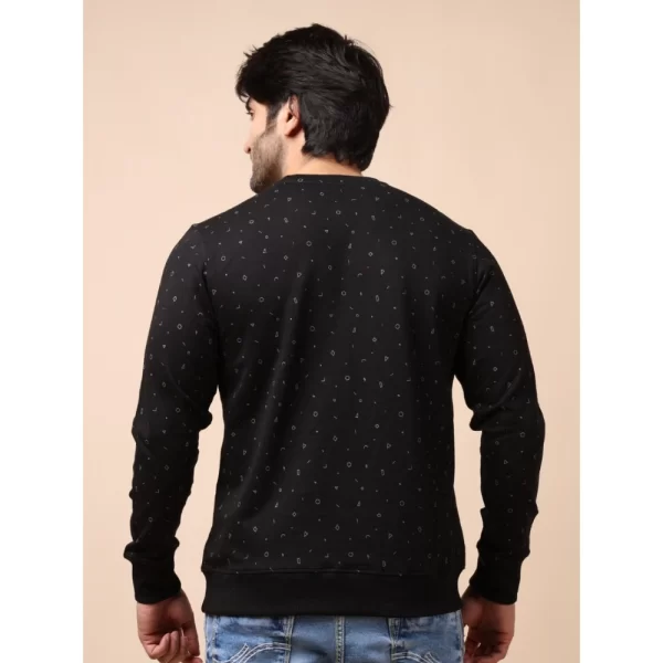 Generic Men's Casual Cotton Printed Round Neck Full Sleeve Sweat T-Shirt (Black) - Image 2
