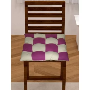 Generic Cotton Blended Solid Chair Cushions (Purple & White, Size: 16x16 In)