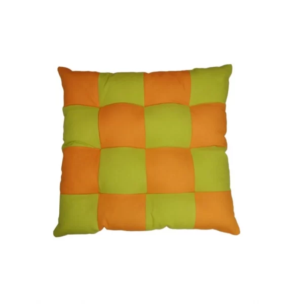 Generic Cotton Blended Solid Chair Cushions (Green & Mustard, Size: 16x16 In) - Image 4