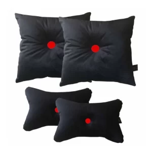 Generic Pack Of_4 Polyester Solid Car Pillow Sets (Black & Red, Size: 12x12 In)