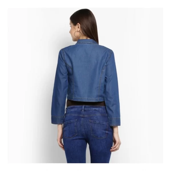 Generic Women's Denim Pleated 3-4th Sleeves Shrug (Blue) - Image 7