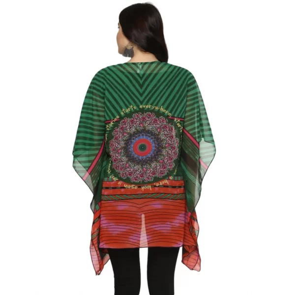 Generic Women's Polyester Printed Kaftan Sleeve Shrug (Green - Multicolor) - Image 6