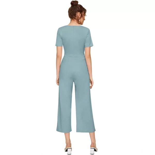 Generic Women's Knitting stretchable Solid Round Neck Cap Sleeve Jumpsuit (Pista ) - Image 5