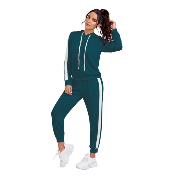 Generic Women's Knitting stretchable Solid Hooded Neck Full Sleeve Track Suit (Morpich) - Image 2