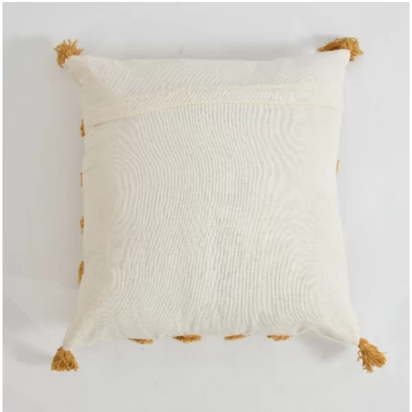 Generic Cotton Diamond Tufted Cushion Pillow Cover 16x16 Inch Pack of 2 (Yellow) - Image 3
