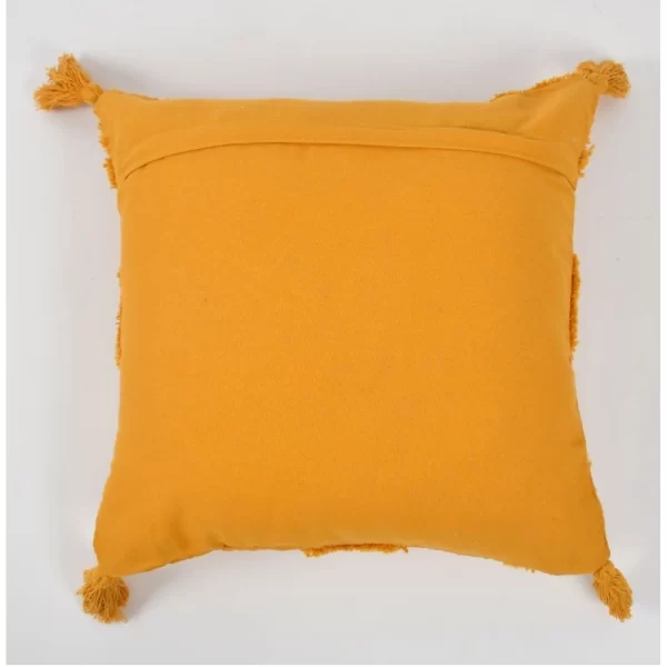Generic Cotton Tufted Cushion Pillow Cover 16x16 Inch Pack of 2 (Yellow) - Image 2