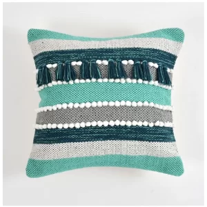 Generic Cotton Handcrafted Pit Loom Cushion Cover 16x16 Inch Pack of 2 (Green)