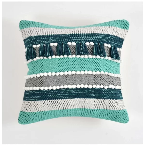 Generic Cotton Handcrafted Pit Loom Cushion Cover 16x16 Inch Pack of 2 (Green)