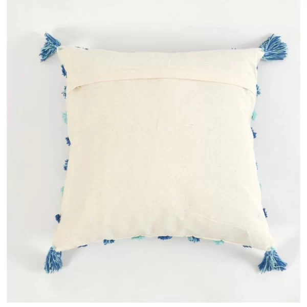 Generic Cotton Tufted Cushion Pillow Cover 16x16 Inch Pack of 2 (Blue) - Image 2