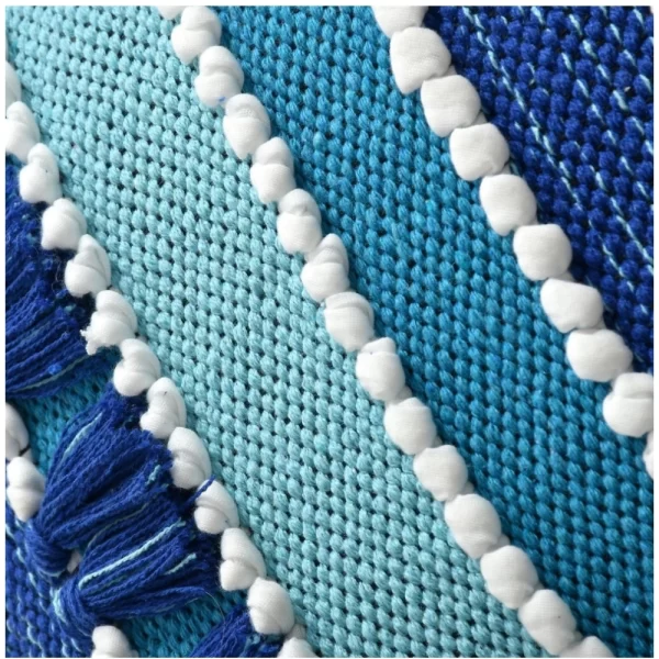 Generic Cotton Handcrafted Pit Loom Cushion Cover 16x16 Inch Pack of 2 (Blue) - Image 3