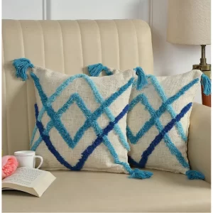 Generic Cotton Tufted Cushion Pillow Cover 16x16 Inch Pack of 2 (Slug Double)