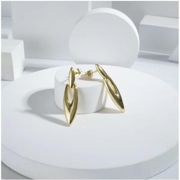 Generic Women's brassNew Gold Tone Polish Mini Office Earrings (Gold Plated) - Image 3