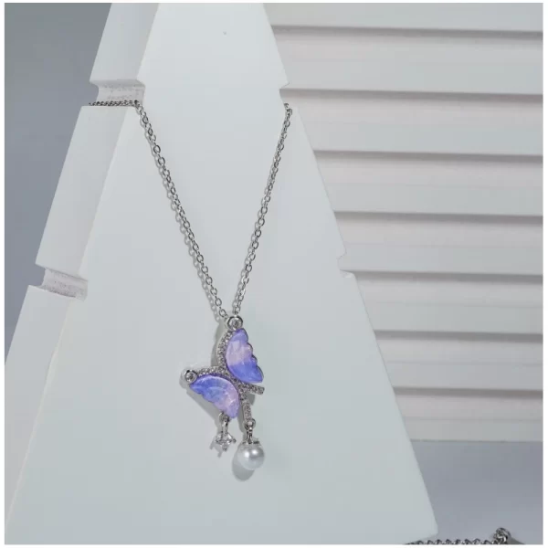 Generic Women's Stainless Steel Butterfly Dailywear Pendent Delicate Chain (Silver Plated) - Image 3