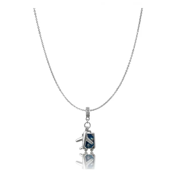 Generic Women's Stainless Steel Airplane Design Pendent Delicate Chain (Silver Plated)