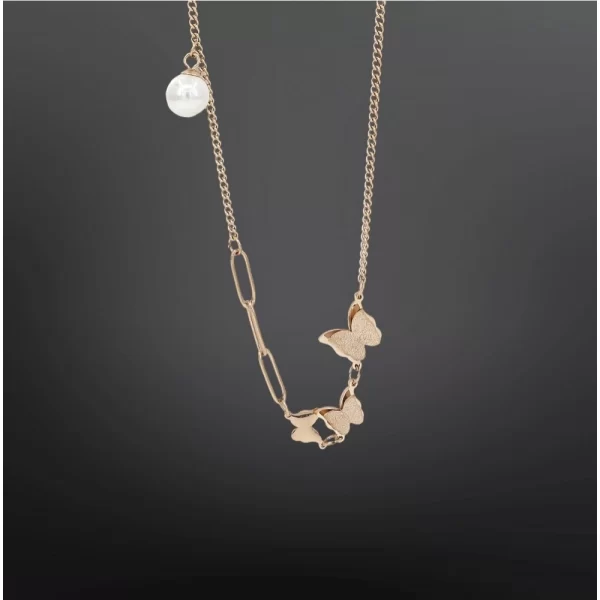 Generic Women's Stainless Steel Butterfly Pendent Delicate Chain (Gold Plated) - Image 2