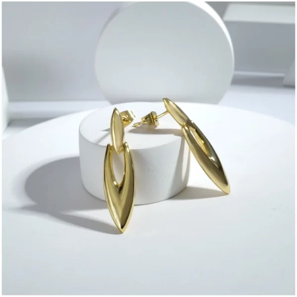 Generic Women's brassNew Gold Tone Polish Mini Office Earrings (Gold Plated) - Image 2
