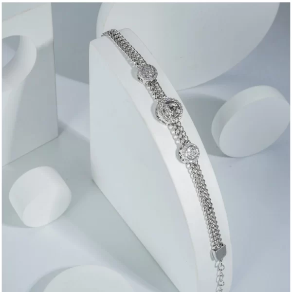 Generic Stainless Steel Unisex Silver Freesize Loose Bracelet (Silver Plated) - Image 2