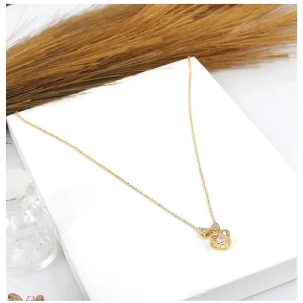 Generic Women's Stainless Steel Heart Shape Golden Delicate Pendent Chain (Gold Plated) - Image 3